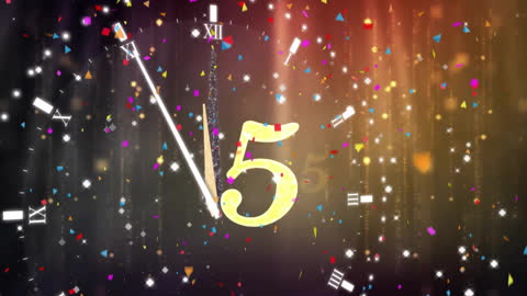 Festive New Year Countdown Animation with Descending Confetti