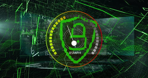 Futuristic Digital Data Visualization with Speed Indicator