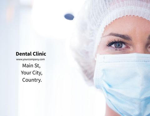 Promoting healthcare services, a close-up of a dentist wearing a surgical mask instills a sense of professionalism and trust. Ideal for dental clinic advertisements or medical professional profiles.