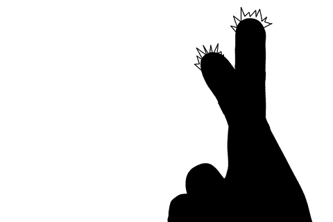 Fingers crossed gesture symbol on black transparent background