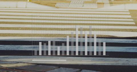 Translucent bar chart overlays urban zebra crossing