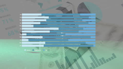 Data Analysis Overlay on Film Slate with Currency Background