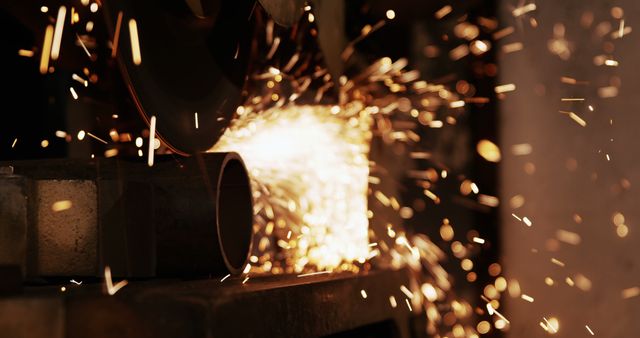 Close-up of Grinding Metal with Sparks Flying - Download Free Stock Images Pikwizard.com