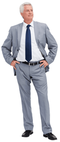 confident senior man in light gray suit with hands on hips transparent background - Download Free Stock Videos Pikwizard.com