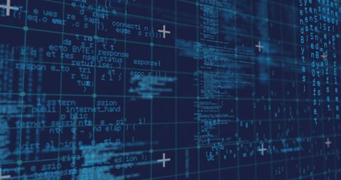 Data Processing on Digital Grid Background with Code Display - Download Free Stock Images Pikwizard.com
