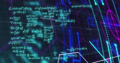 Complex Mathematical Formulae Overlay on Digital Grid - Download Free Stock Images Pikwizard.com