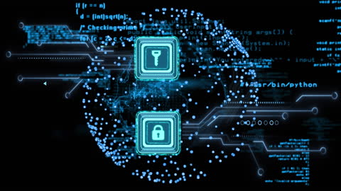 Digital Encryption and Cybersecurity Concept with Circuit Network