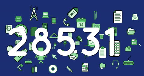 School Icons and Mathematical Equations on Blue Background