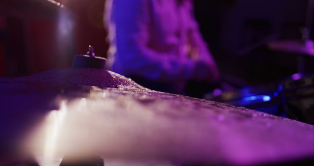 Close-up of cymbal being played at live music concert - Download Free Stock Images Pikwizard.com