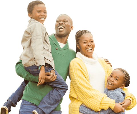 Smiling African Family Enjoying Quality Time on Transparent Background