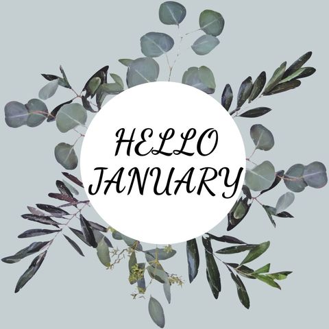 Botanical january greeting with eucalyptus design