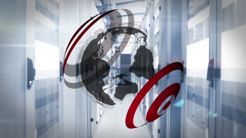 Futuristic Digital Globe Network in Data Center Animation