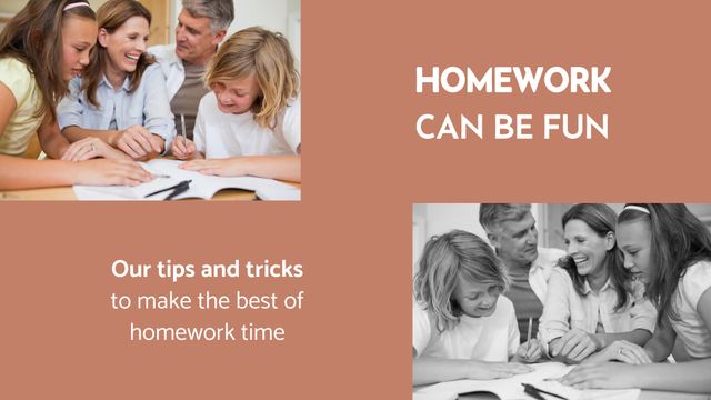 Parents and Children Enjoying Homework Time Together - Download Free Stock Templates Pikwizard.com