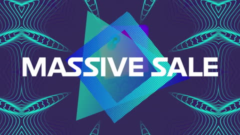Vibrant Massive Sale Animation with Neon Geometric Pattern