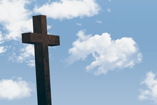 Catholic Cross Digital Illustration on Transparent Background with Blue Sky and Clouds - Download Free Stock Videos Pikwizard.com