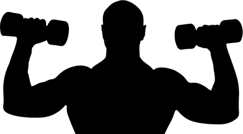 Man lifting dumbbells silhouette on transparent png