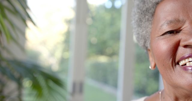 Close-up of Elderly Woman Laughing Indoors - Download Free Stock Images Pikwizard.com