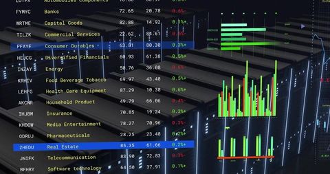 Futuristic data center projecting real-time financial dashboard across server racks