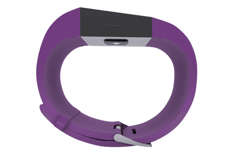 Transparent wearable smartwatch in vibrant purple design