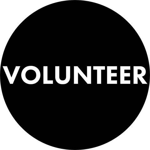 Volunteer Text in Black Circle on Transparent Background