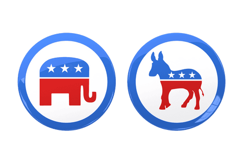 transparent political elephant and donkey icons in blue circle badges - Download Free Stock Videos Pikwizard.com