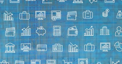 Digital Interface with Business and Financial Icons - Download Free Stock Images Pikwizard.com