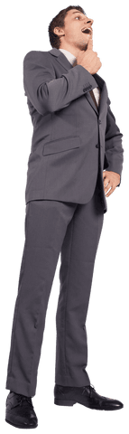 Caucasian Businessman Surprised on Transparent Background