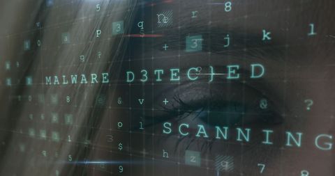Woman analyzing cybersecurity threat through screen interface