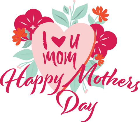 Happy Mother's Day Heartful Floral Transparent Illustration