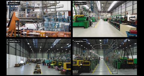 Multi-camera surveillance monitoring in modern factory