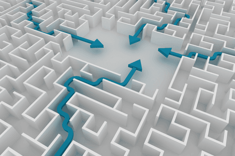 blue arrows directing path through transparent maze - Download Free Stock Videos Pikwizard.com