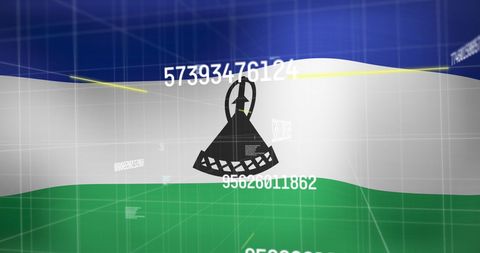 Lesotho Flag with Digital Data Overlay - Download Free Stock Images Pikwizard.com
