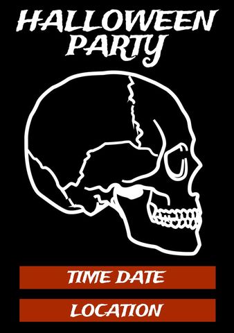Halloween Party Invitation with White Skull Design - Download Free Stock Templates Pikwizard.com