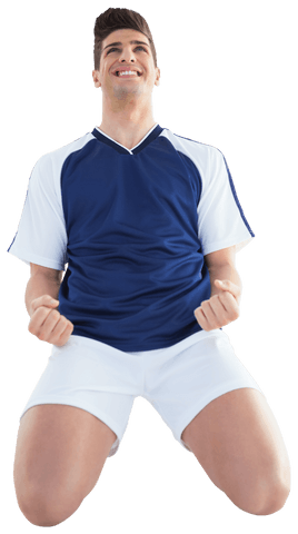 Transparent Athletic Man Celebrating Victory Kneeling with Joy