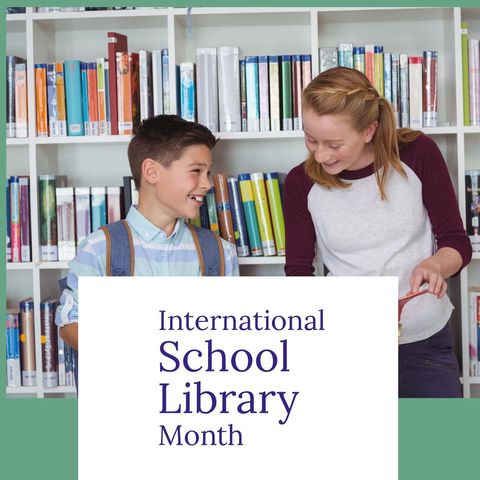 Students Celebrating International School Library Month with Learning Enthusiasm - Download Free Stock Templates Pikwizard.com