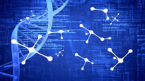 DNA Strand and Molecules on Digital Background
