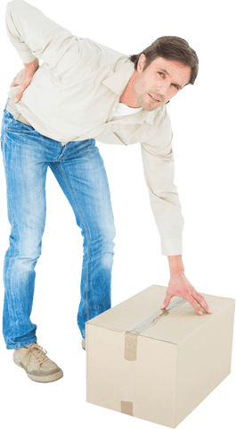 Transparent Delivery Guy Experiencing Back Pain while Lifting Box - Download Free Stock Videos Pikwizard.com