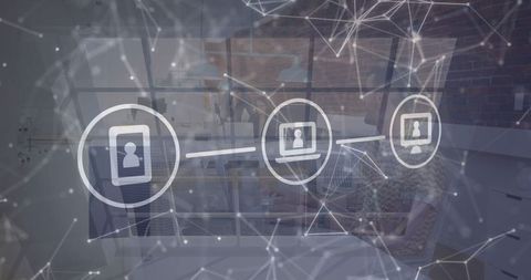 Global Networking Icons with Digital Interface in Modern Office - Download Free Stock Images Pikwizard.com