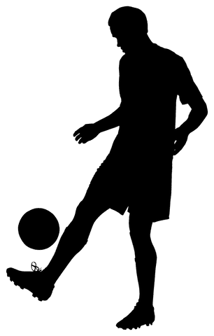 Footballer Silhouette with Ball on Transparent Background