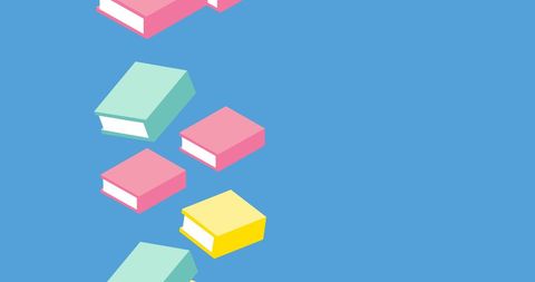 Colorful Books Falling on Blue Background Illustrating Learning - Download Free Stock Images Pikwizard.com