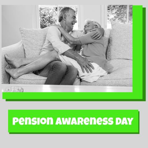 Senior Couple Celebrating Pension Awareness Day on Couch