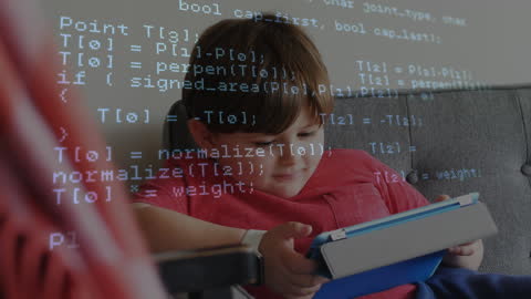 Child Engaged with Tablet Technology at Home