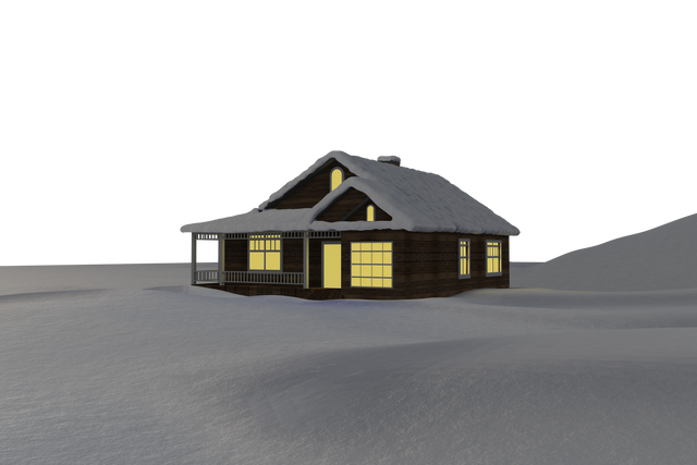 Snow Covered House at Night on snowy Field with Transparent Background  - Download Free Stock Videos Pikwizard.com