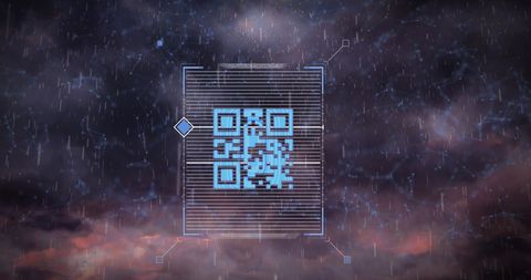 Digital QR Code Overlay with Futuristic Elements - Download Free Stock Images Pikwizard.com