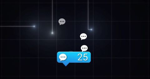 Floating Chat Notification Badge Showing 25 on Dark Grid Neon UI Dashboard