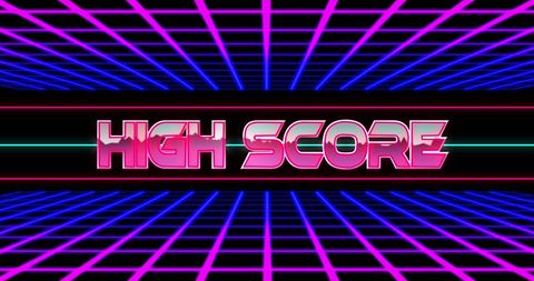 retro arcade high score graphic with neon grid background - Download Free Stock Images Pikwizard.com