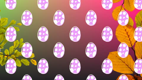 Vibrant Pattern of Stylized Eggs on Gradient Background