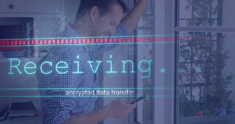 Businessman Receiving Data via Digital Interface on Smartphone