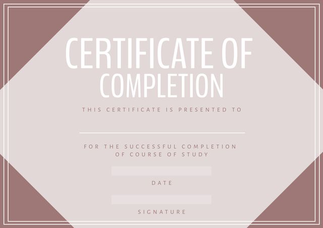 Certificate of Completion Template in Elegant Design - Download Free Stock Templates Pikwizard.com