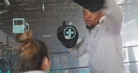 Boxing Training with Overlaid Digital Health Metrics in Gym Setting